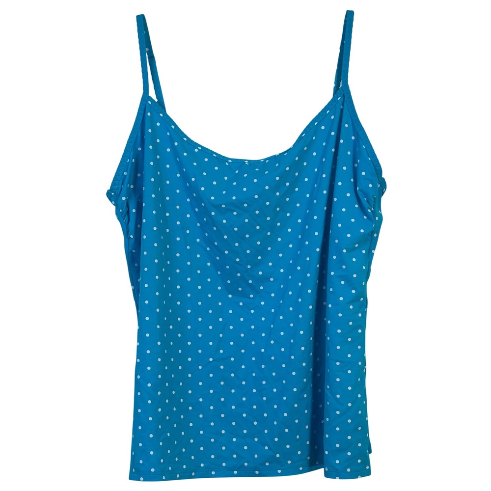 Lands' End Blue Polka Dot Tankini Swim Top Adjustable Straps Womens‎ 16